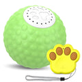 Interactive cat rolling ball toy with remote control in blue, green, and yellow colours