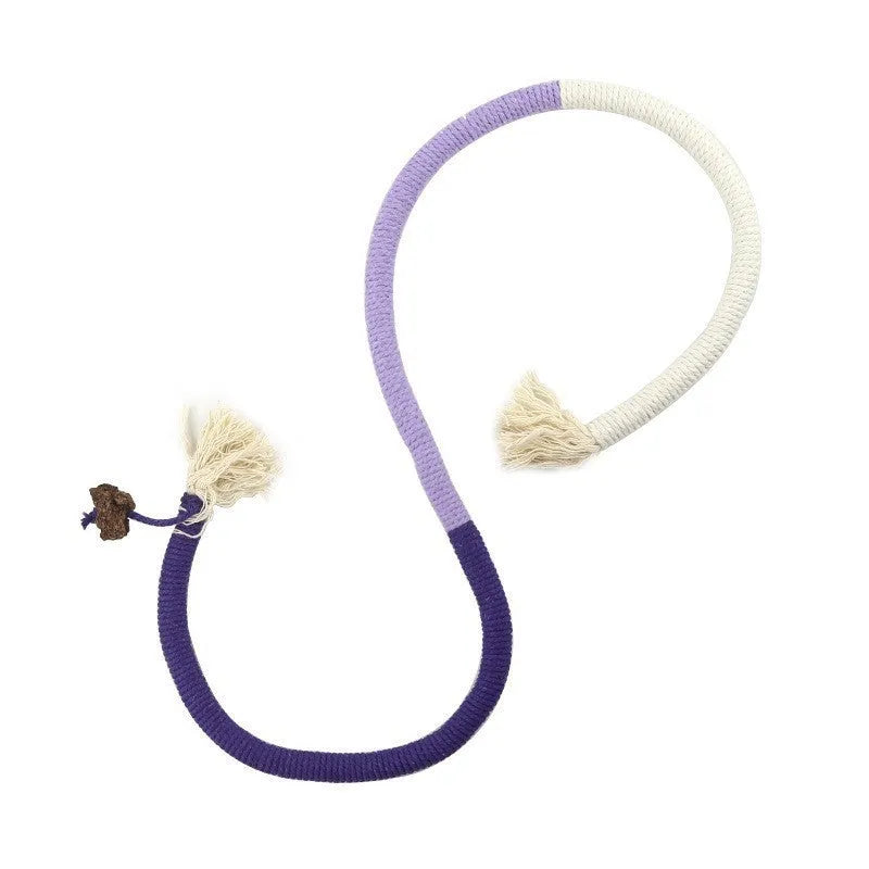 70cm cotton string bite rope cat toy in red with green, orange, or purple colours