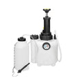 White 3-litre automobile brake oil tank replacement tool made from copper, iron, and plastic.