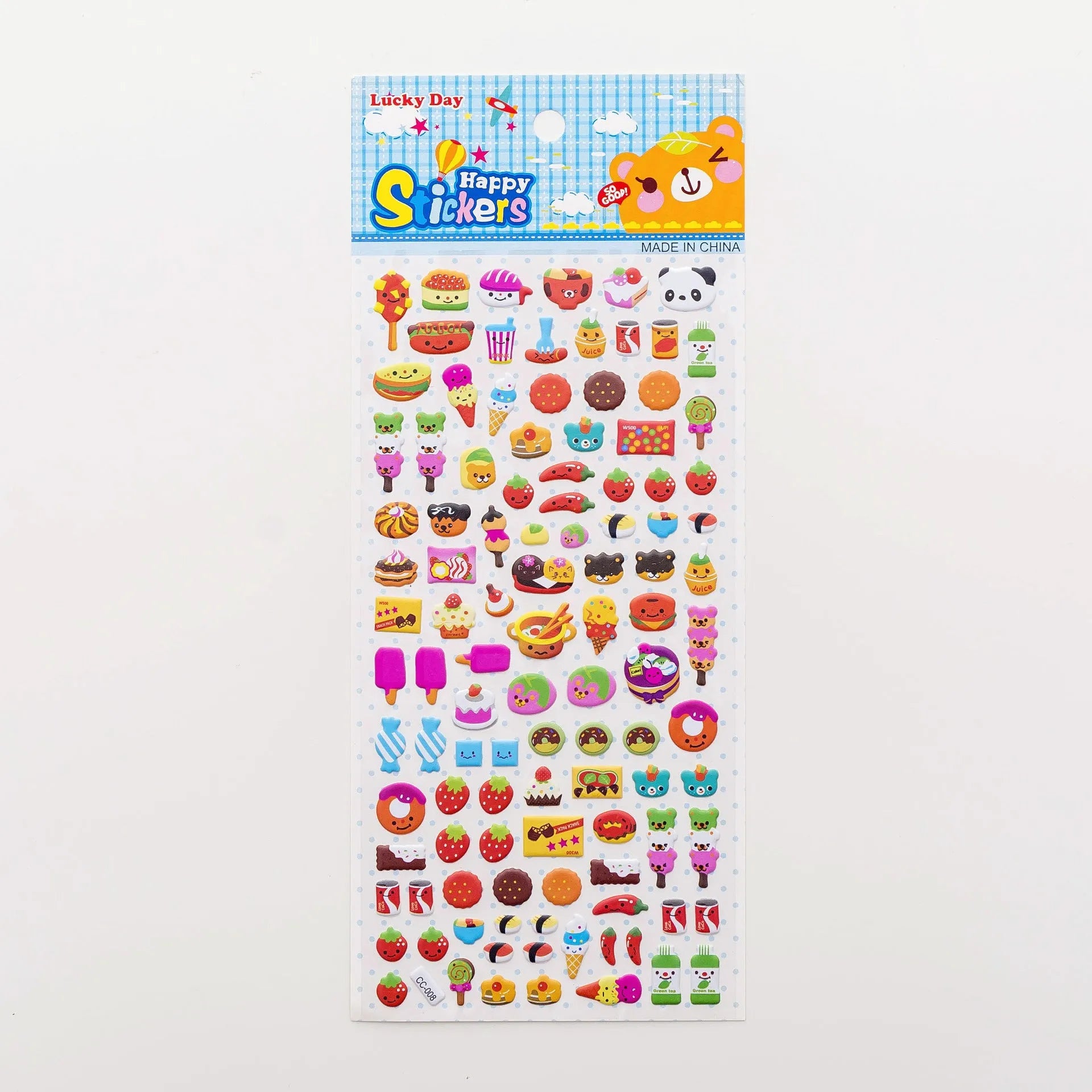 Cartoon three-dimensional bubble stickers sheet showing alpaca, forest animals, and dinosaur designs for hand account decoration