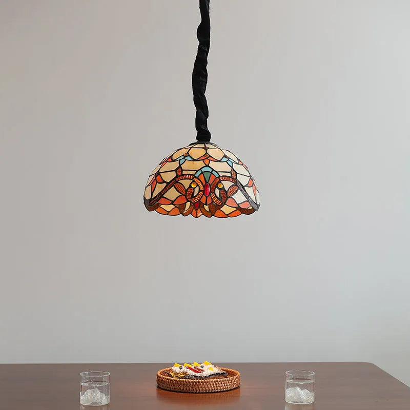 Hand woven glass pendant lamp MD-1027 with decorative Mediterranean-style lampshade