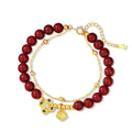 Sterling silver women's bracelet with Ruyi Xiangyun cinnabar flower design in geometric shape
