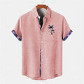 Ocean fish pattern linen short sleeve shirt in loose fit, available in multiple colours