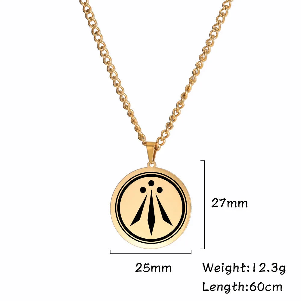 Irish Celtics geometric pendant necklace in stainless steel with gold finish on adjustable chain