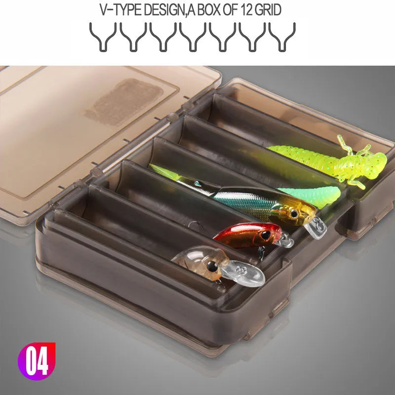 Luya double-sided micro-object box in ABS plastic, 14x10x3.2cm, shown in red for fishing tackle storage