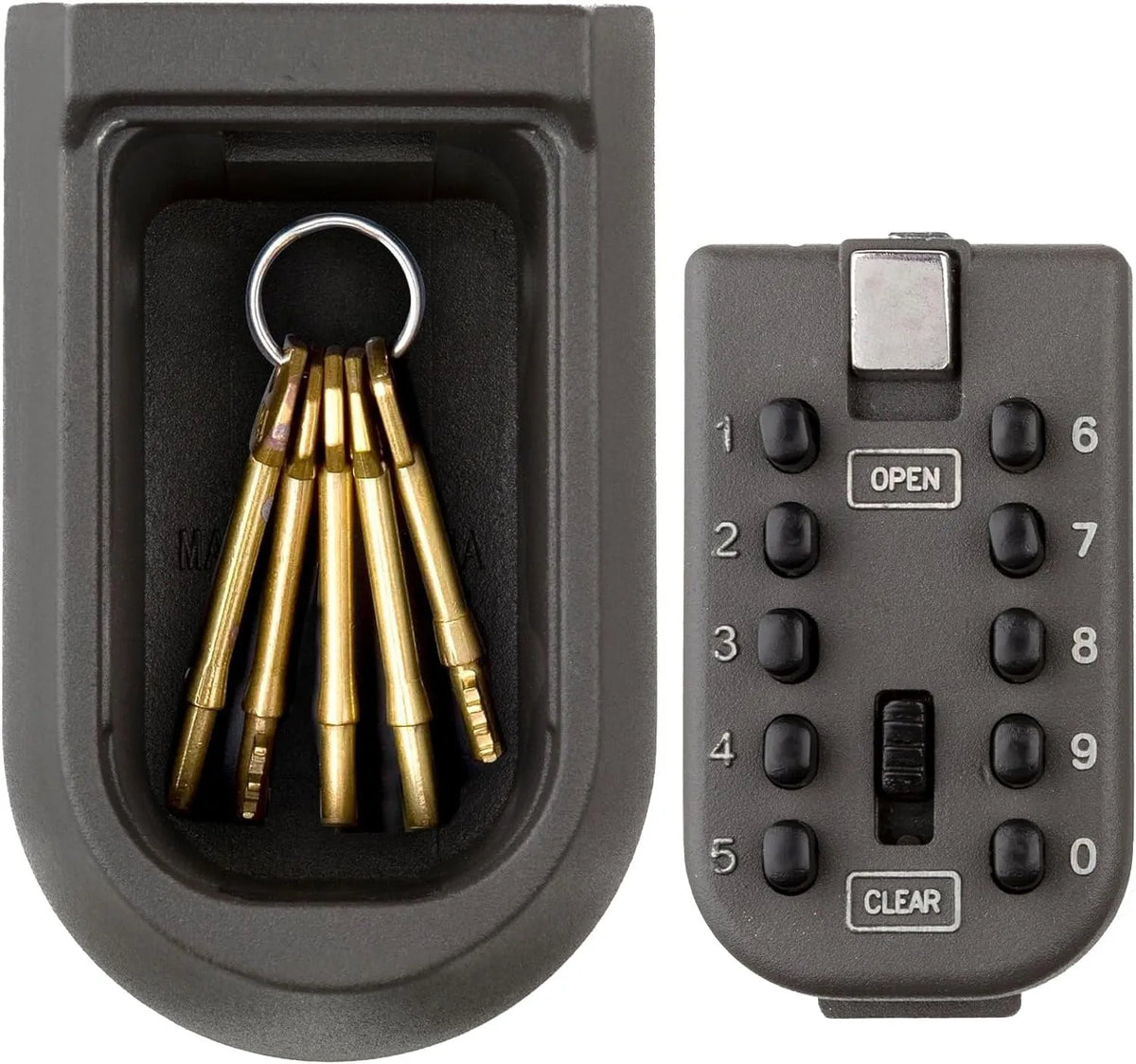 Aluminium alloy password key box mounted on an outdoor brick wall for secure storage.