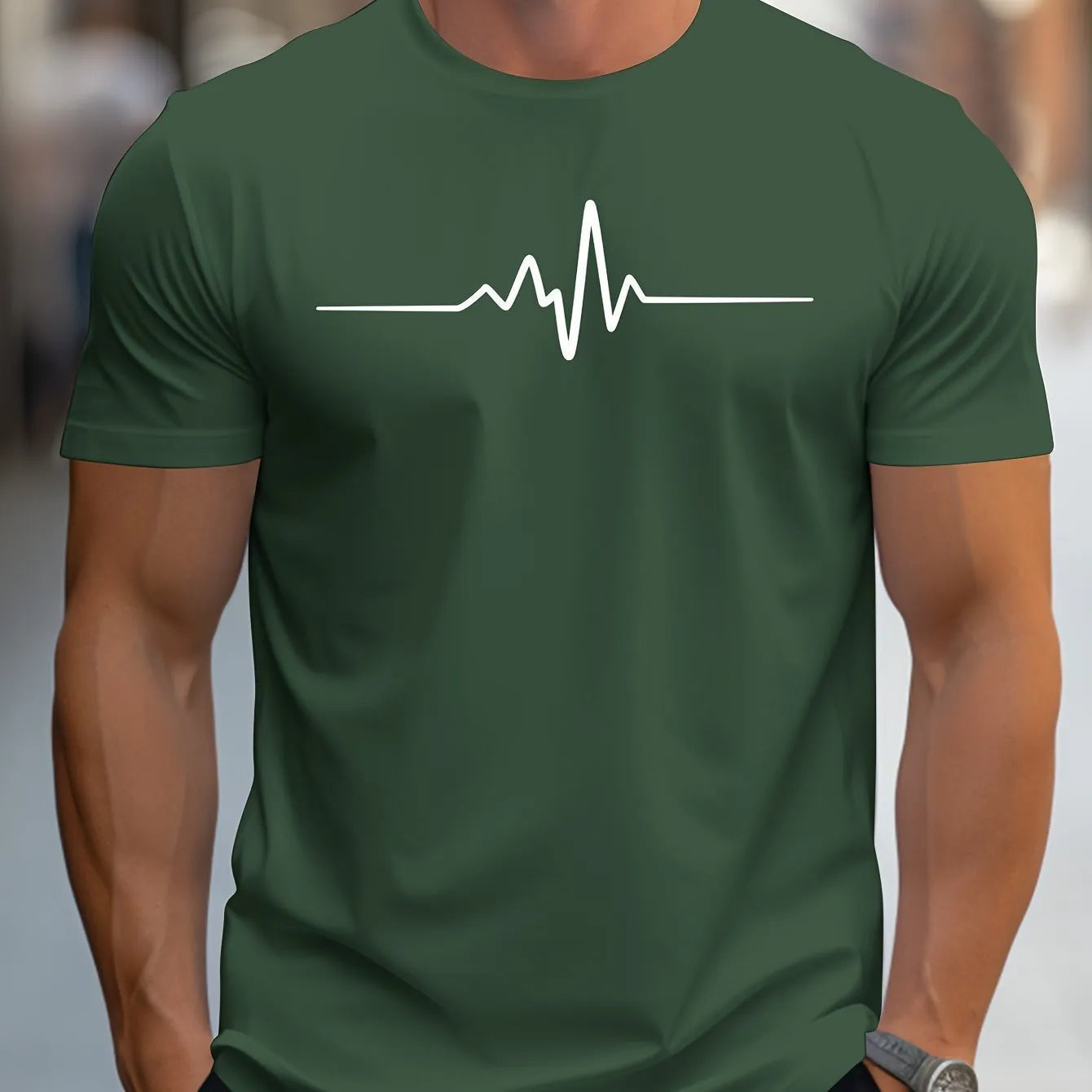 Men's loose fit sports T-shirt with 3D pattern letters design in chemical fibre blend polyester fabric