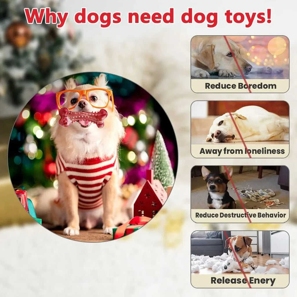 Red natural rubber chew toy for aggressive dogs with durable heavy-duty construction