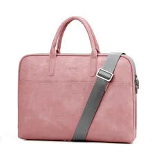 Faux leather laptop bag for women in black with zipper closure, waterproof and shockproof, for 15.6 inch laptop