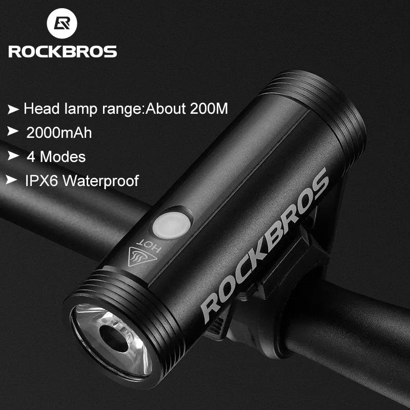 ROCKBROS R1-400 bicycle headlight black aluminium alloy IPX6 waterproof 800 lumen