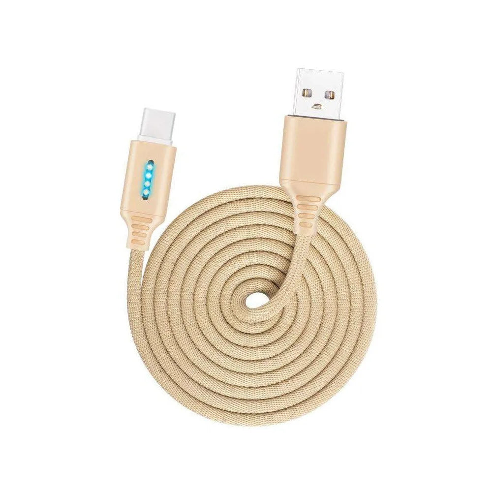 Fabric braided USB charging cable in multiple colours with various connector types