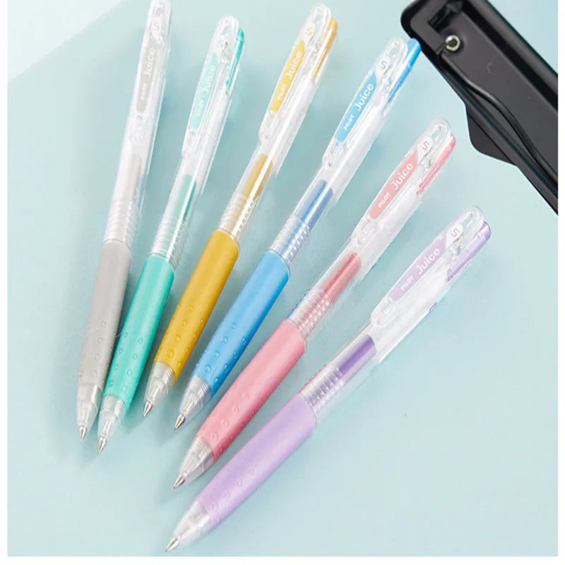Direct Juice Baiguole 0.5mm gel pen showing metallic, tender, and conventional colour collections