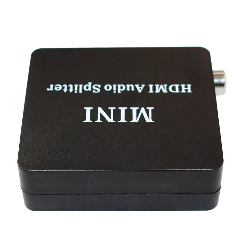HDMI audio video splitter in black with HDMI input, HDMI output, SPDIF, and RCA ports