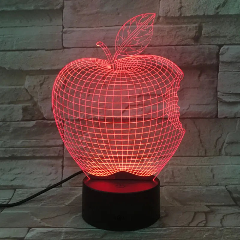 3D fruit colourful LED night light with acrylic shade and touch control, seven colours, 220x130x90mm
