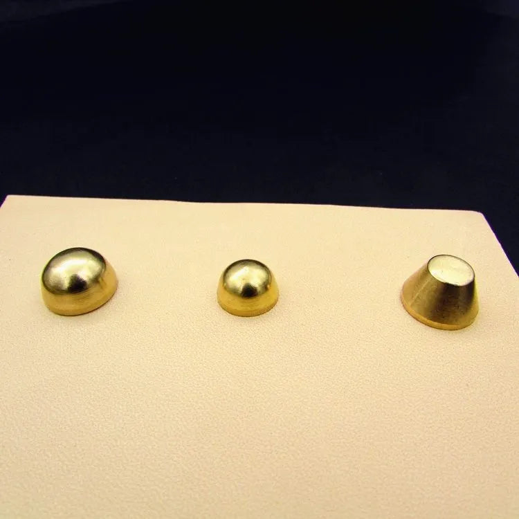 Brass decorative buckle foot nail accessories in round and bucket designs for leathercraft projects