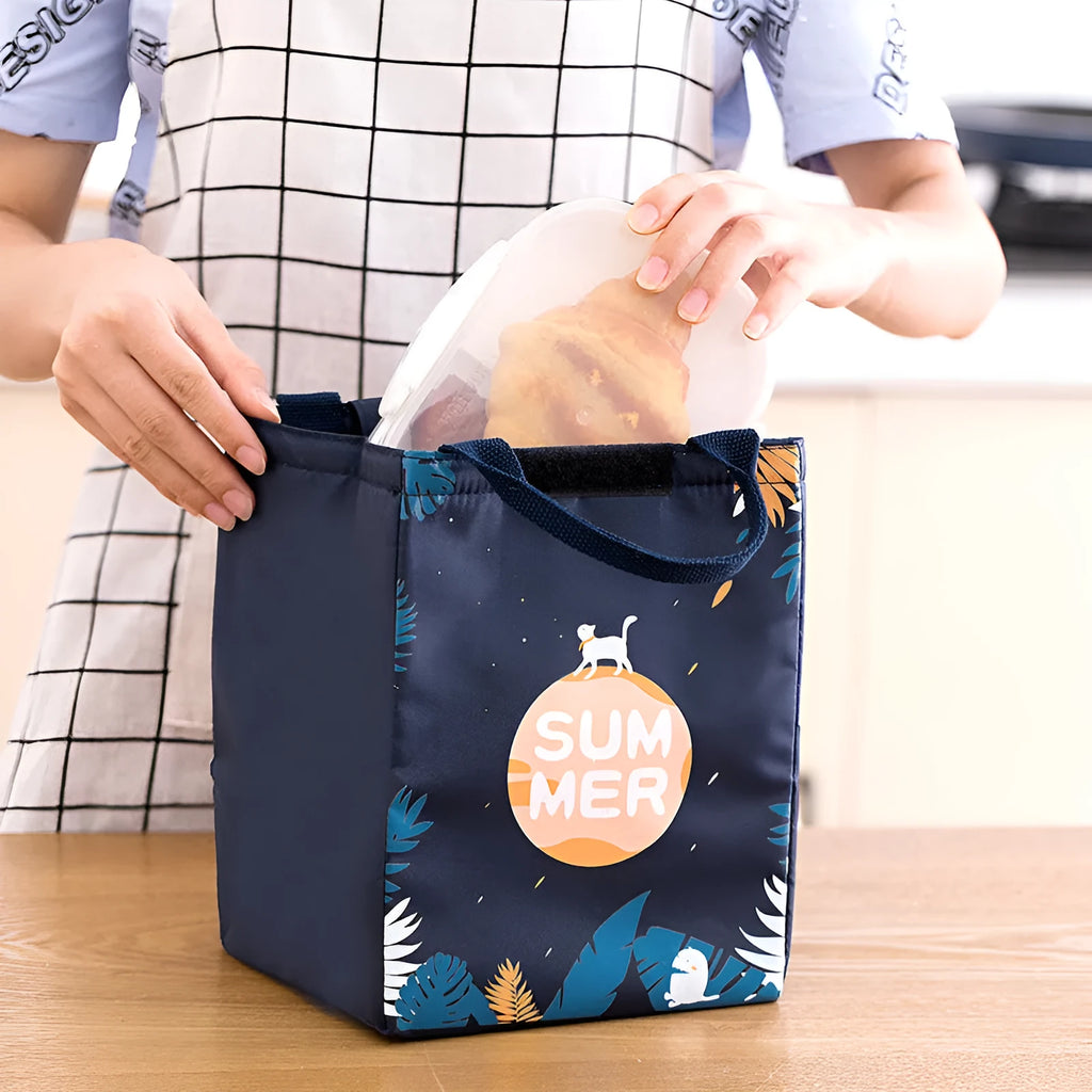 Thickened insulation lunch bag Oxford cloth gray unicorn for office workers portable