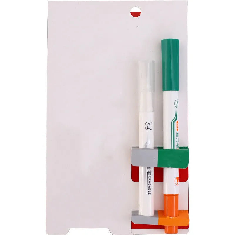 Green erasable highlighter pen set with refill cartridge and eraser on card mount