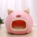 Original Cat Head Nest enclosed cat bed in grey, side view with hooded entrance, size M 33x33x33 cm