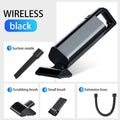Wireless rechargeable handheld car vacuum cleaner in black with ABS body