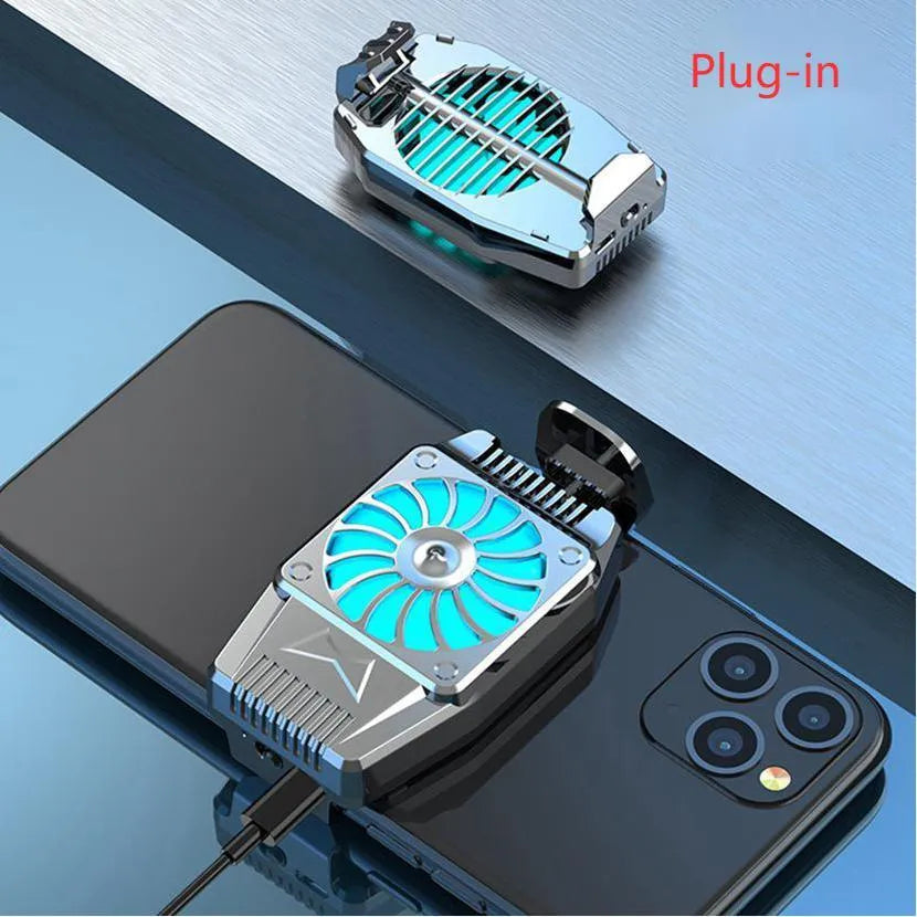 H15 cooling fan for mobile phones in black, compact PC radiator with charging cable