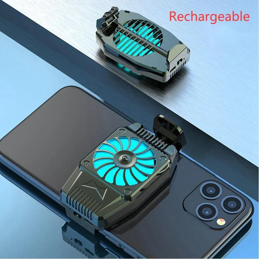 H15 cooling fan for mobile phones in black, compact PC radiator with charging cable