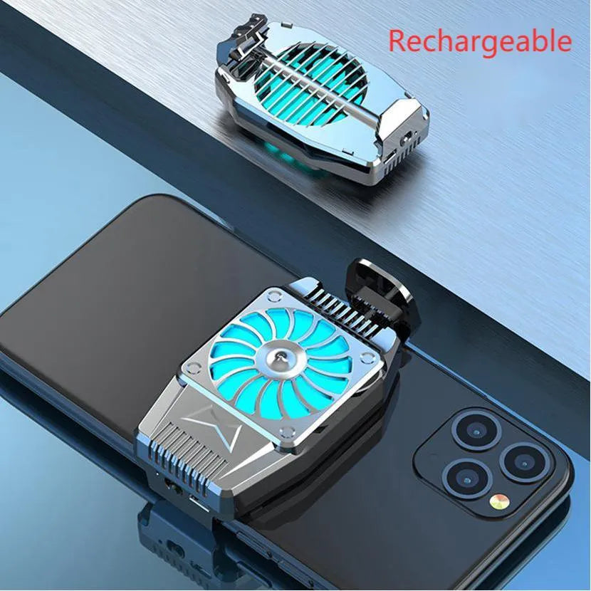 H15 cooling fan for mobile phones in black, compact PC radiator with charging cable