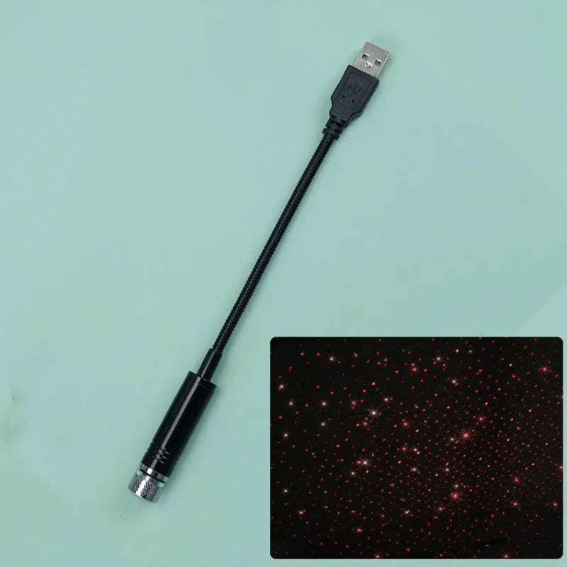 Mini LED car roof star night light projector with metal finish in red colour option