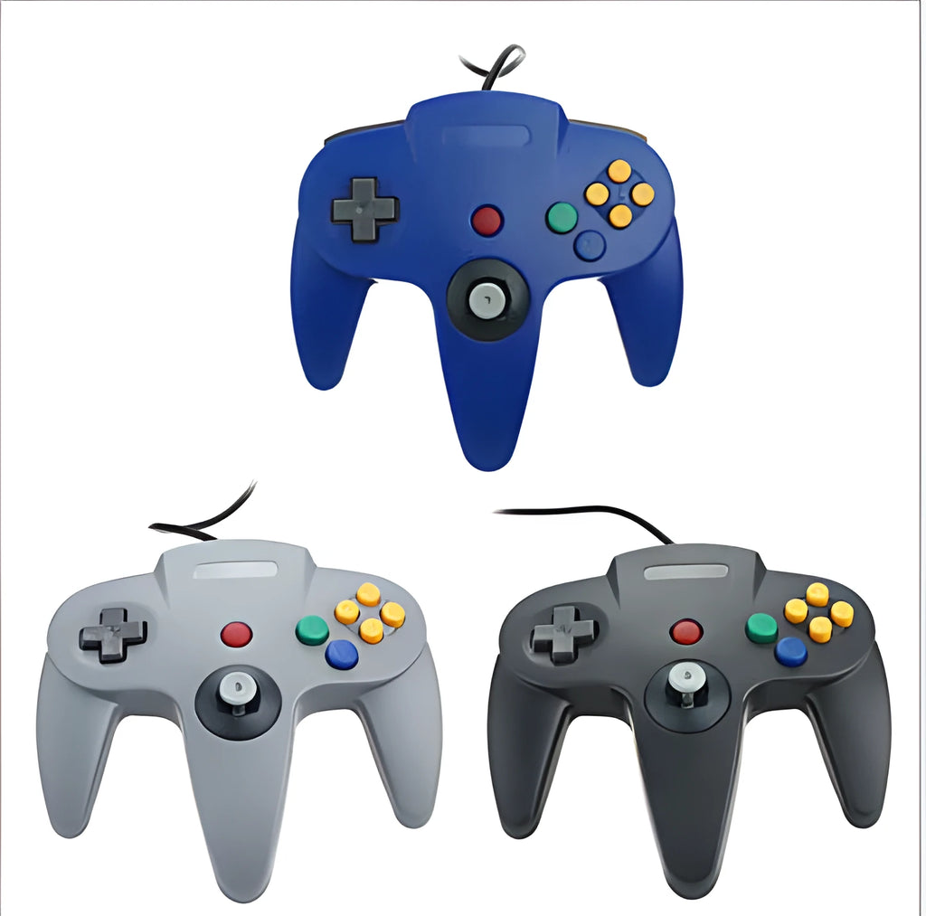 USB N64 computer game controller for PC gaming in blue colour