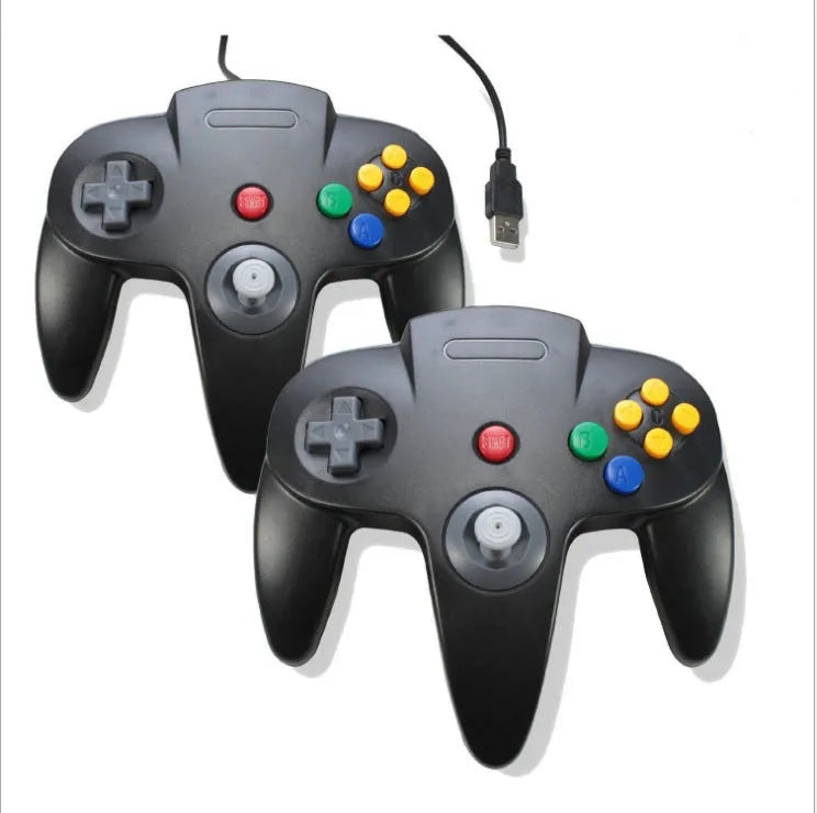 USB N64 computer game controller for PC gaming in blue colour