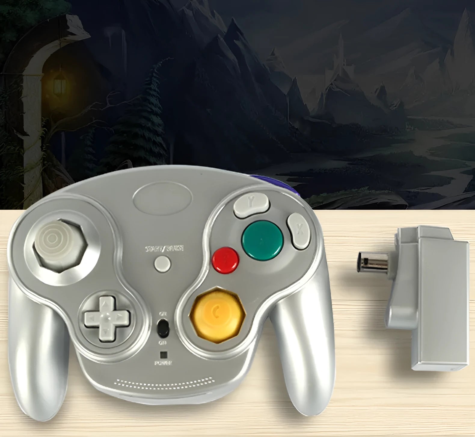 NGC 2.4G wireless game handle for Wii and Nintendo GameCube consoles in six colour options.
