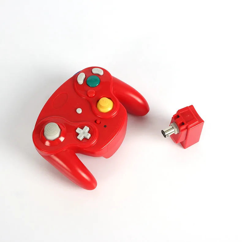 NGC 2.4G wireless game handle for Wii and Nintendo GameCube consoles in six colour options.