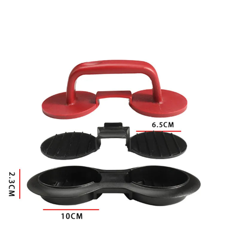 Black or red food-grade ABS burger press mould with oil paper liners on a kitchen surface.