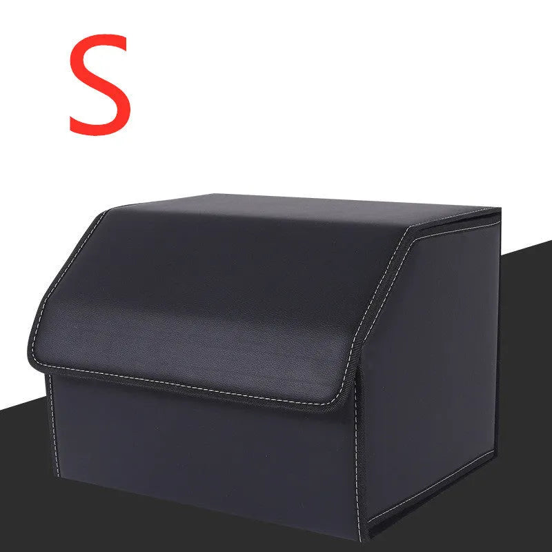 Leather car organiser storage box in Black, size Large 30x30x55cm on car back seat