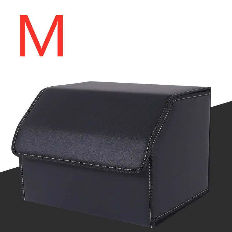 Leather car organiser storage box in Black, size Large 30x30x55cm on car back seat