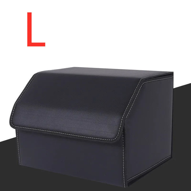 Leather car organiser storage box in Black, size Large 30x30x55cm on car back seat