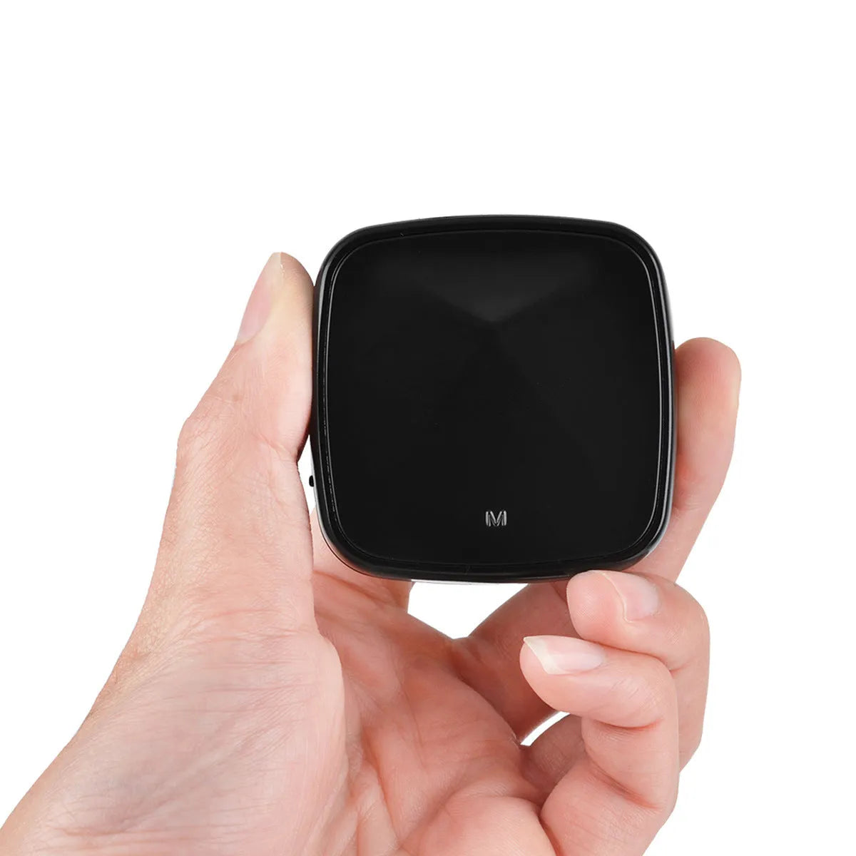 Black CSR8675 Bluetooth 5.0 audio adapter with optical and AUX ports for wireless music streaming.
