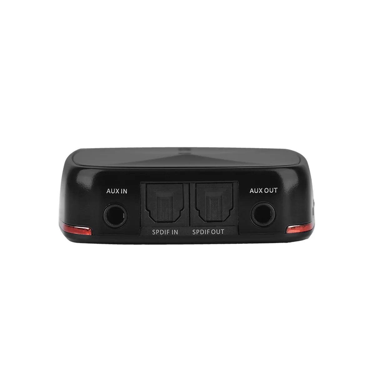 Black CSR8675 Bluetooth 5.0 audio adapter with optical and AUX ports for wireless music streaming.