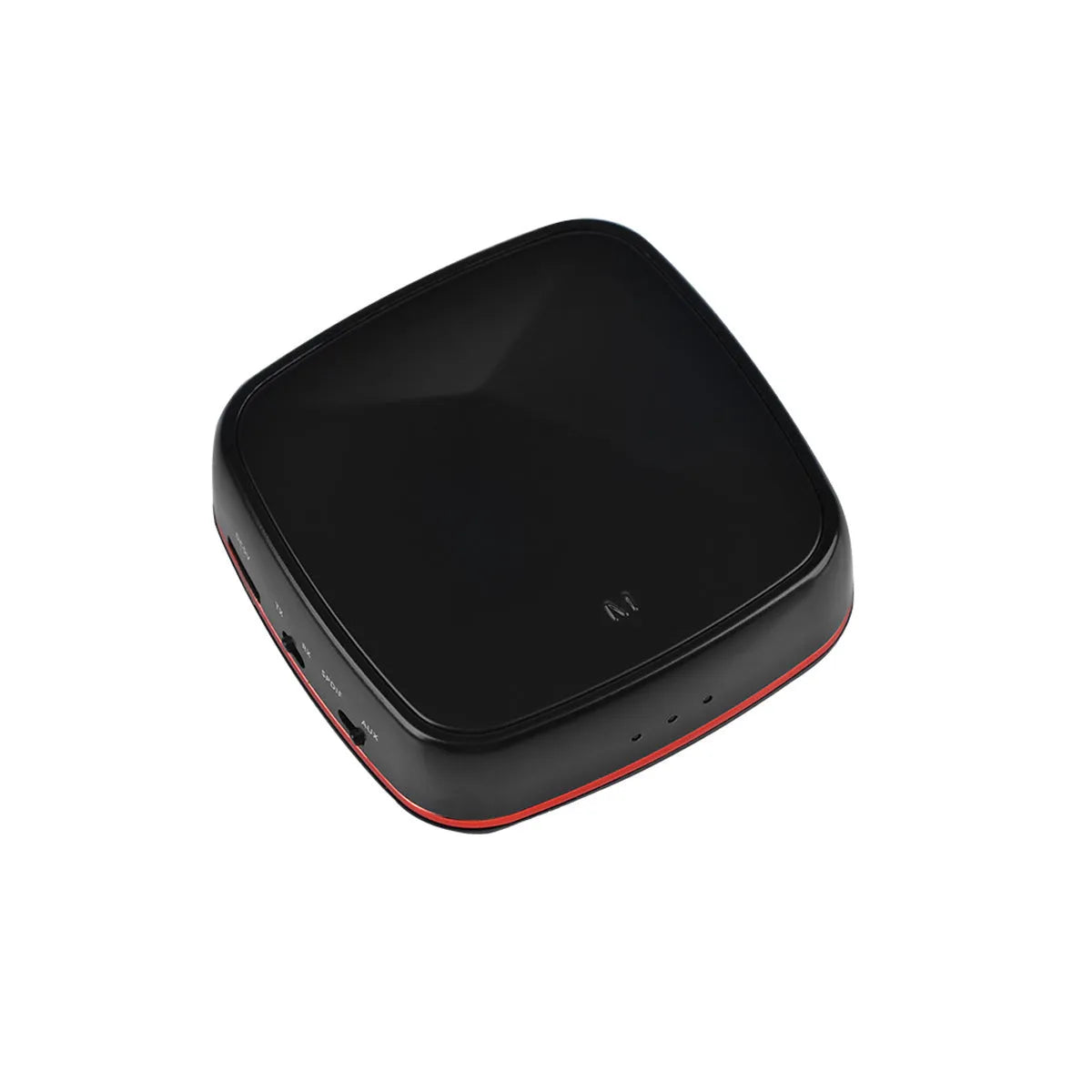 Black CSR8675 Bluetooth 5.0 audio adapter with optical and AUX ports for wireless music streaming.