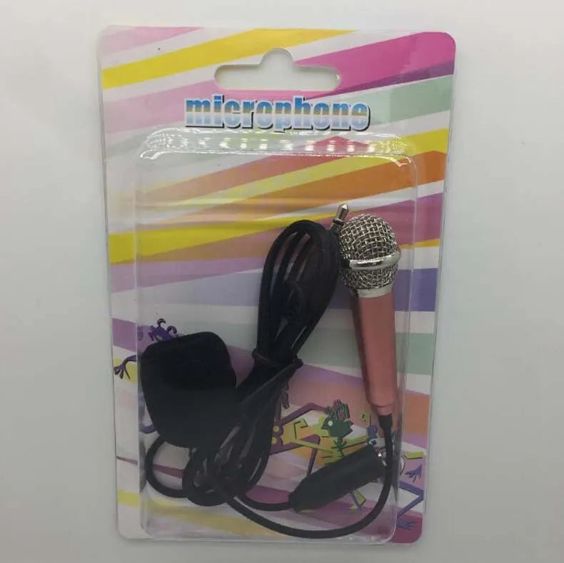 T3 mini wired karaoke condenser microphone with 3.5mm audio jack in blue gold red silver colours