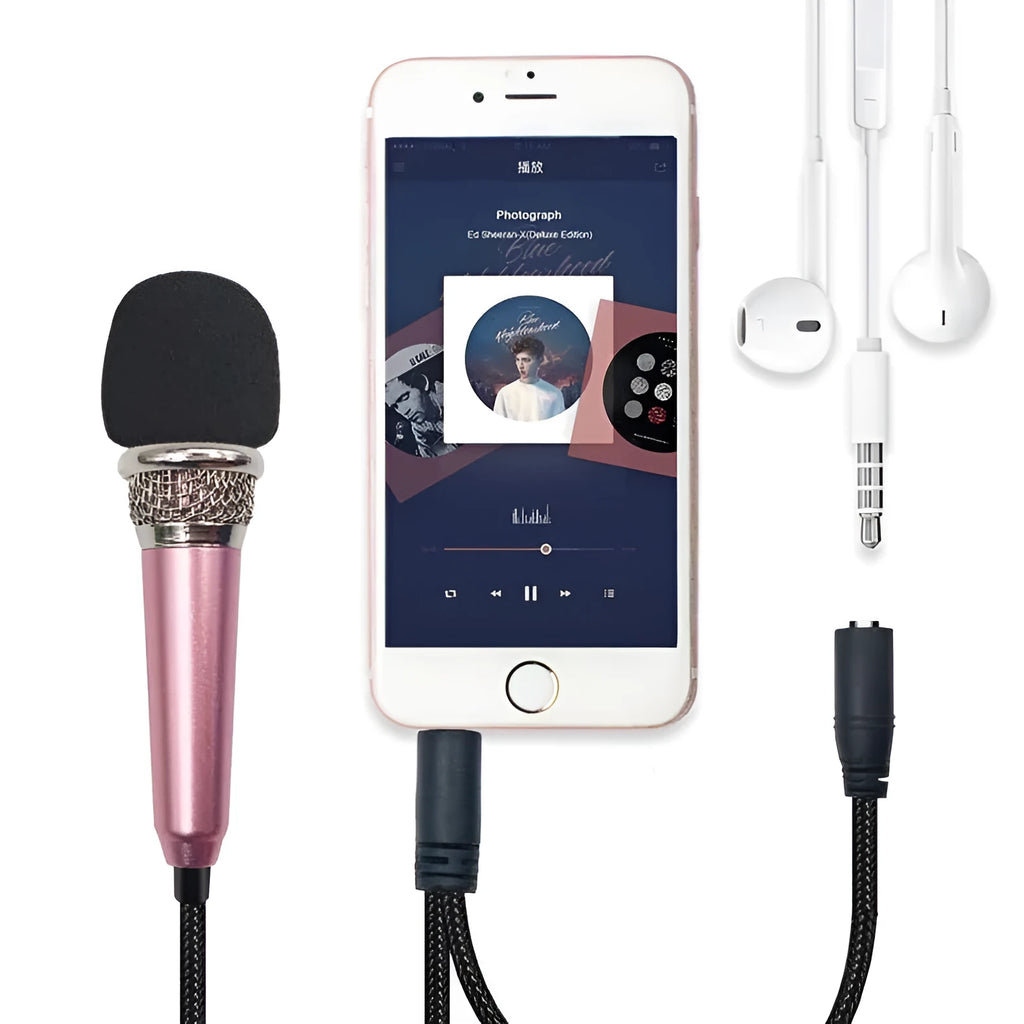T3 mini wired karaoke condenser microphone with 3.5mm audio jack in blue gold red silver colours