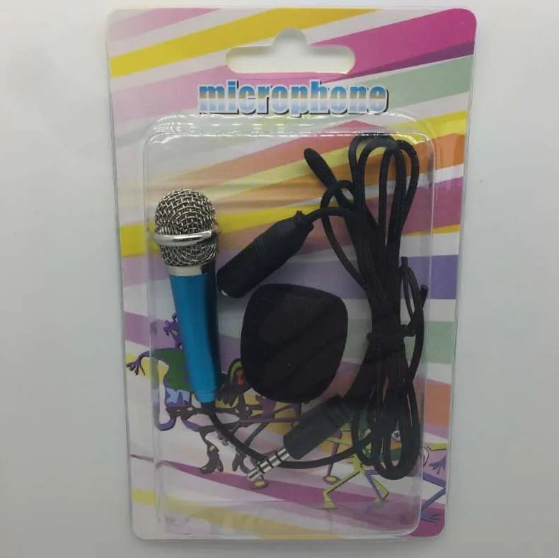 T3 mini wired karaoke condenser microphone with 3.5mm audio jack in blue gold red silver colours