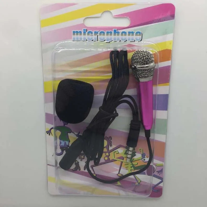 T3 mini wired karaoke condenser microphone with 3.5mm audio jack in blue gold red silver colours