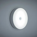 LED body induction night light 86mm diameter white colour USB rechargeable motion sensor cabinet light