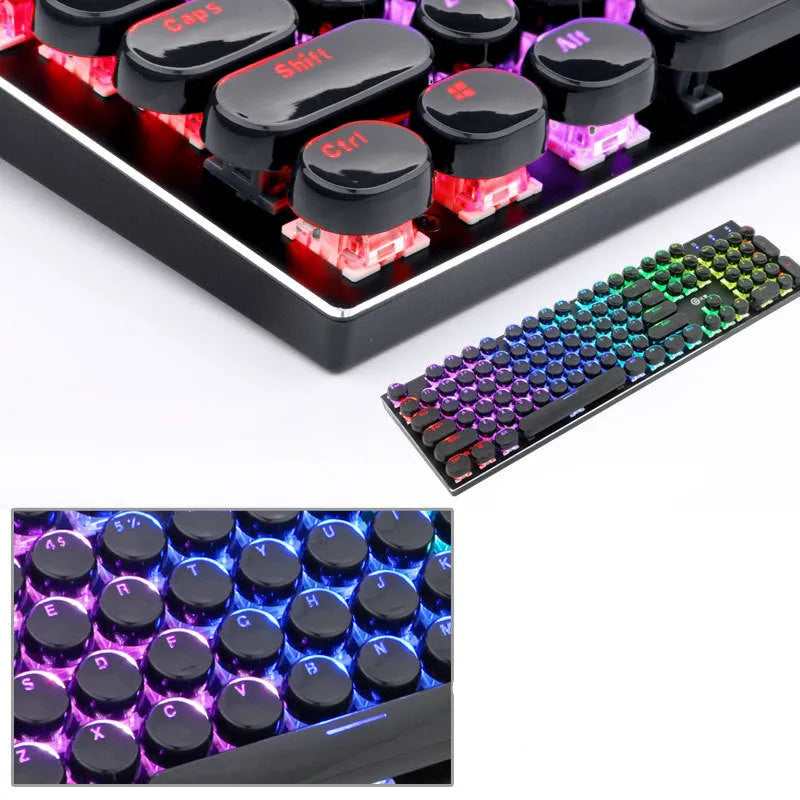 104-key crystal two-color mold mechanical keyboard keycaps set in black and white styles