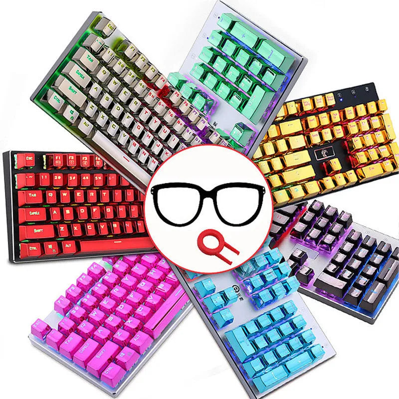 104-key crystal two-color mold mechanical keyboard keycaps set in black and white styles