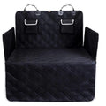 Black Oxford cloth car pet mat on a car seat, designed to protect upholstery from dog mess