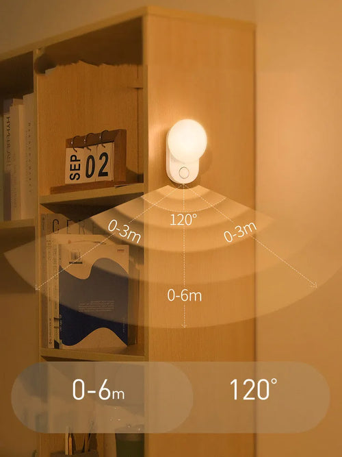 White Baseus Sunshine Series rechargeable sensor night light on a surface.