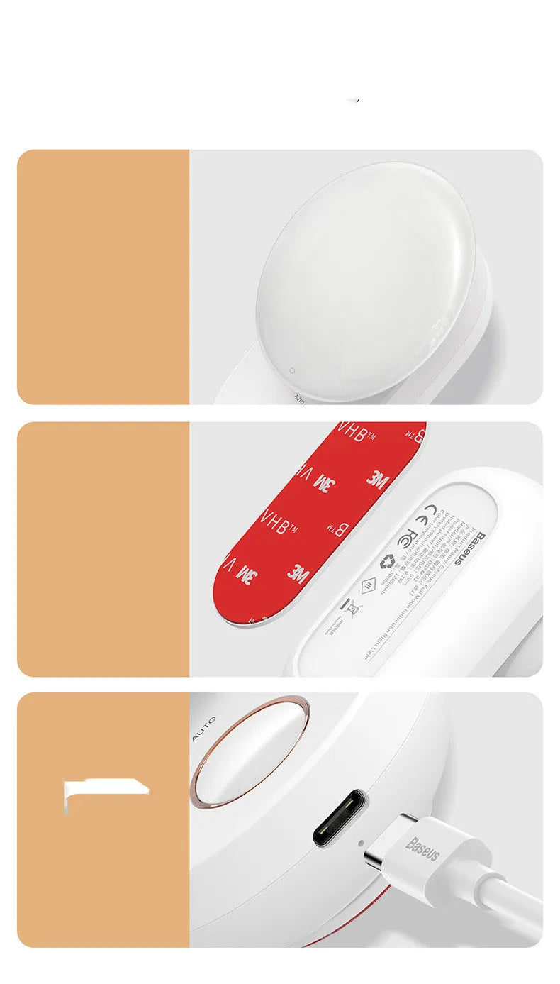 White Baseus Sunshine Series rechargeable sensor night light on a surface.