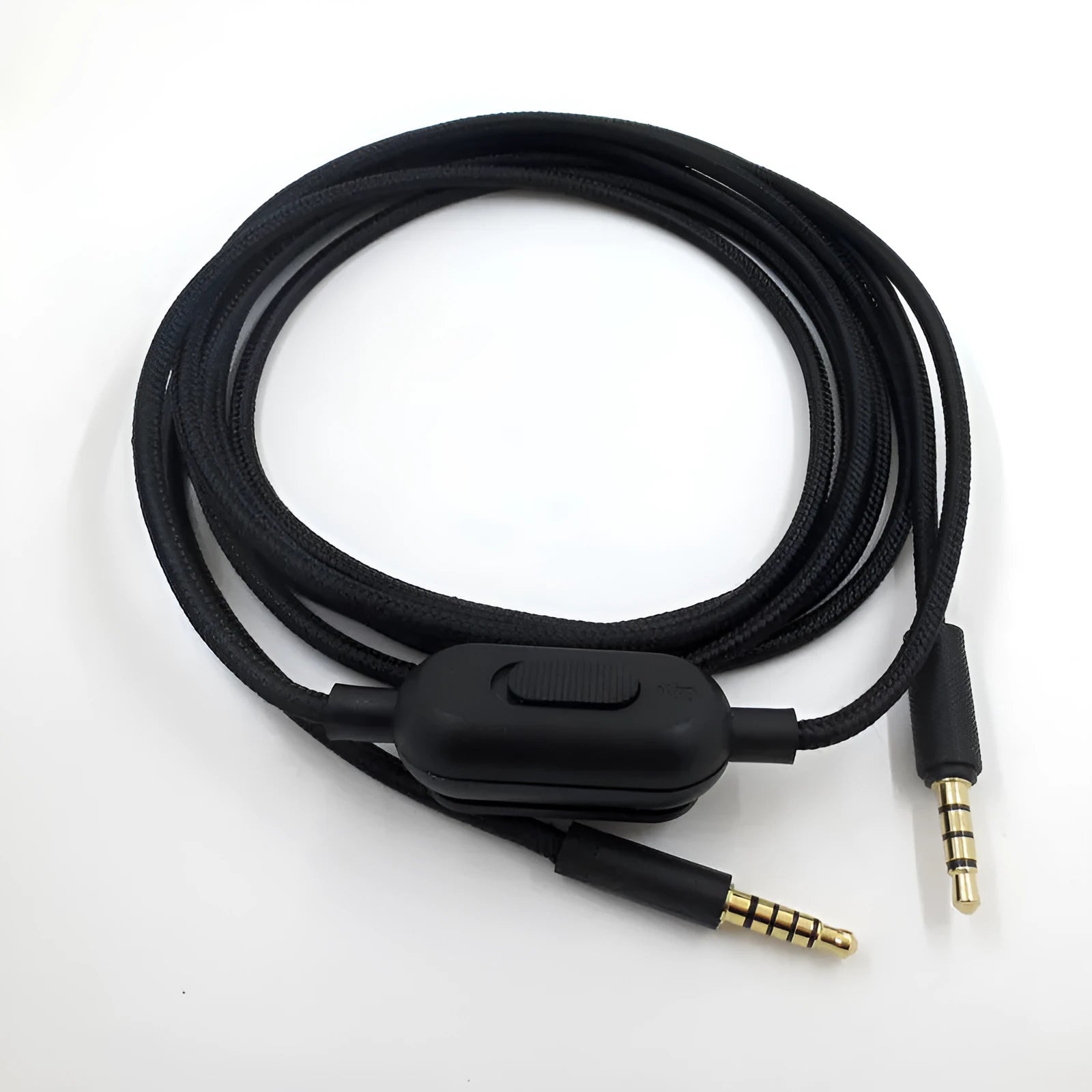 Black universal audio cable for gaming headsets with oxygen-free copper wire construction