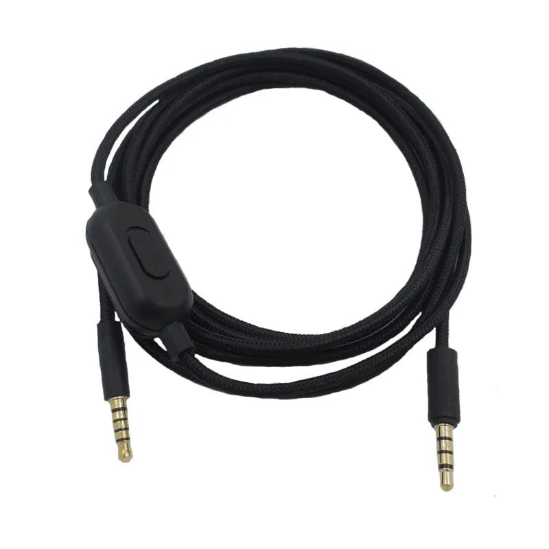 Black universal audio cable for gaming headsets with oxygen-free copper wire construction